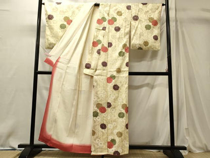 平和屋着物■上質な小紋　枝椿　金彩　正絹　逸品　CABM0885oy