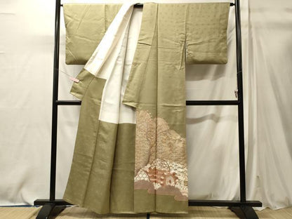 平和屋着物■西陣　京の名門　じゅらく謹製　色留袖　駒刺繍　枝垂れ柳　金彩　正絹　逸品　CABM0864oy