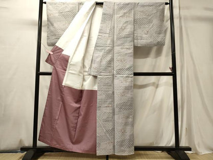 平和屋着物■上質な紬　幾何学草花文　正絹　逸品　未使用　CABM0853oy