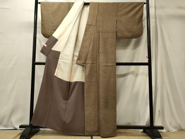 平和屋着物■上質な紬　縞　正絹　逸品　CABM0857oy