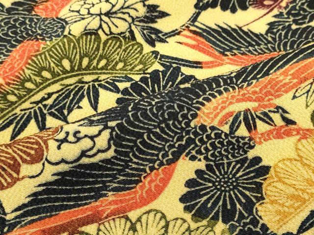 平和屋着物■上質な小紋　飛鳥花松文　鬼しぼ縮緬　正絹　逸品　CABM0900oy
