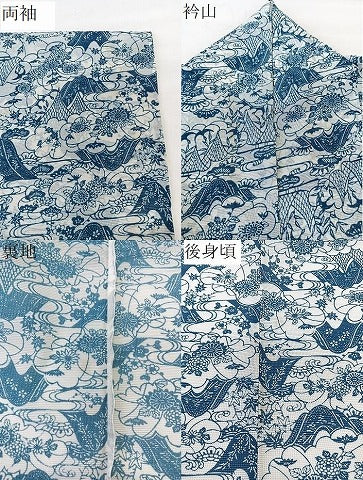 平和屋着物＊夏物　小紋　絽　風景文　洗える着物　CABL7175xi
