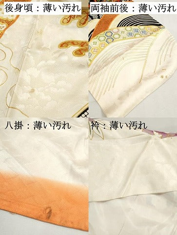 平和屋着物■豪華振袖　駒刺繍　立波草花文　金彩　正絹　逸品　DABK3030qa