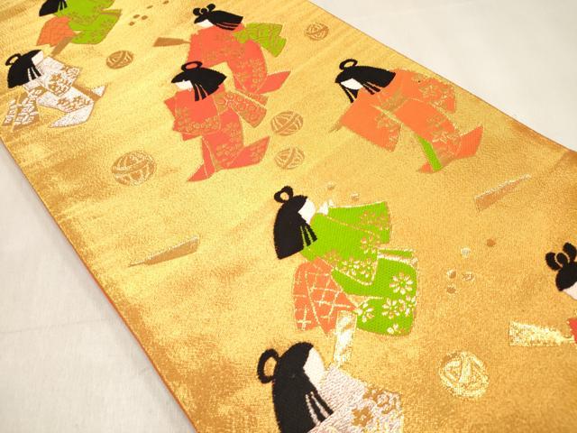 平和屋着物[]女の子　子供　全通柄袋帯　童子遊び　玩具文　金銀糸　逸品　DABJ3269ea