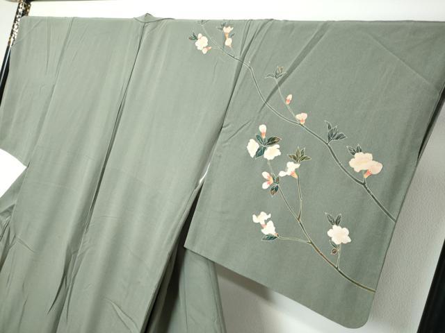 平和屋着物●訪問着　友禅　枝花文　正絹　逸品　DABK0020ud
