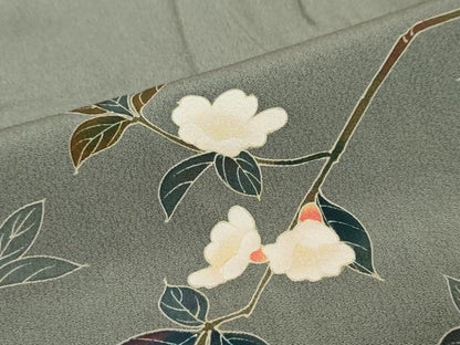 平和屋着物●訪問着　友禅　枝花文　正絹　逸品　DABK0020ud