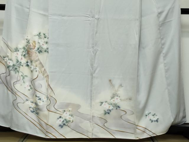 平和屋着物●訪問着　花鳥文　暈し染め　金彩　反端付き　正絹　逸品　DABK0053ud