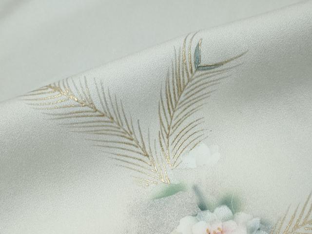 平和屋着物●訪問着　花鳥文　暈し染め　金彩　反端付き　正絹　逸品　DABK0053ud