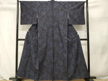 平和屋着物■結城紬　80亀甲　草花文　正絹　逸品　CABL3977ev