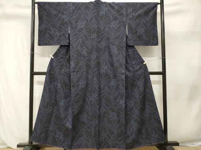 平和屋着物■結城紬　80亀甲　草花文　正絹　逸品　CABL3977ev