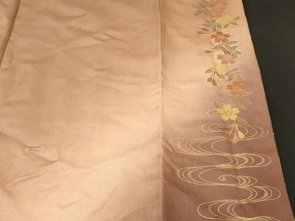 平和屋着物■訪問着　刺繍　流水枝垂れ桜文　暈し染め　金彩　やまと誂製　正絹　逸品　CABM1201ev