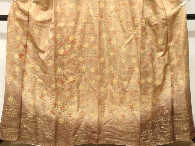 平和屋着物■訪問着　刺繍　流水枝垂れ桜文　暈し染め　金彩　やまと誂製　正絹　逸品　CABM1201ev