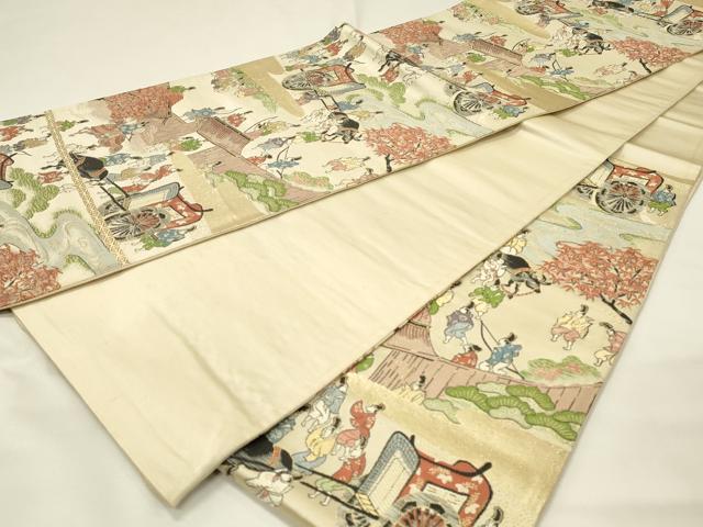 平和屋着物◎六通柄袋帯　加茂御幸　京名所絵の内　金糸　正絹　逸品　DABJ5717qp