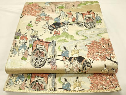 平和屋着物◎六通柄袋帯　加茂御幸　京名所絵の内　金糸　正絹　逸品　DABJ5717qp