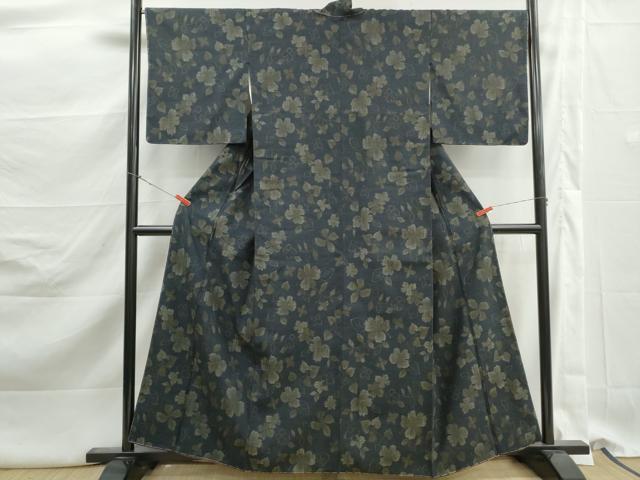 平和屋着物■上質な紬　草花文　正絹　逸品　未使用　DABK3181qa