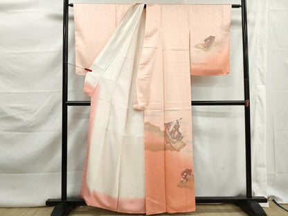 平和屋着物■中国三大刺繍　スワトウ刺繍　汕頭刺繍　総刺繍　訪問着　誰が袖花文　暈し染め　金彩　正絹　逸品　DABK3194qa