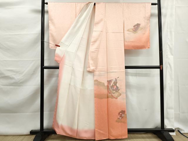 平和屋着物■中国三大刺繍　スワトウ刺繍　汕頭刺繍　総刺繍　訪問着　誰が袖花文　暈し染め　金彩　正絹　逸品　DABK3194qa