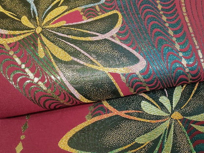 平和屋着物▼六通柄袋帯　舞花文　金糸　正絹　逸品　DABJ1932az