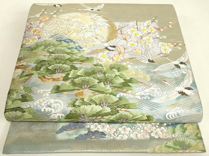 平和屋着物●本加賀友禅作家　吉村伊佐子監修　六通柄袋帯　唐織　十六夜月の阿波　金糸　引箔　正絹　逸品　DABJ1931az