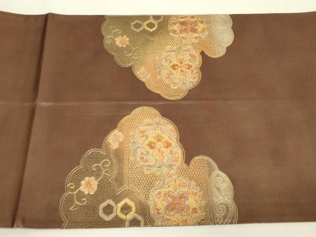 平和屋着物▼中国三大刺繍　スワトウ刺繍　汕頭刺繍　太鼓柄袋帯　駒刺繍　正倉院花文　金彩　正絹　逸品　DABJ1908az
