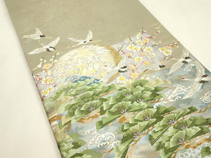 平和屋着物●本加賀友禅作家　吉村伊佐子監修　六通柄袋帯　唐織　十六夜月の阿波　金糸　引箔　正絹　逸品　DABJ1931az
