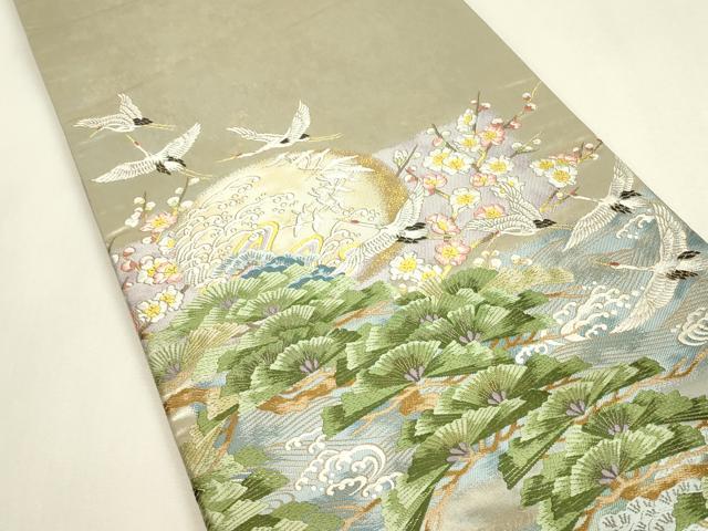 平和屋着物●本加賀友禅作家　吉村伊佐子監修　六通柄袋帯　唐織　十六夜月の阿波　金糸　引箔　正絹　逸品　DABJ1931az