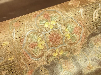 平和屋着物▼中国三大刺繍　スワトウ刺繍　汕頭刺繍　太鼓柄袋帯　駒刺繍　正倉院花文　金彩　正絹　逸品　DABJ1908az