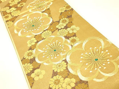 平和屋着物▼六通柄袋帯　舞花文　金糸　正絹　逸品　DABJ1948az