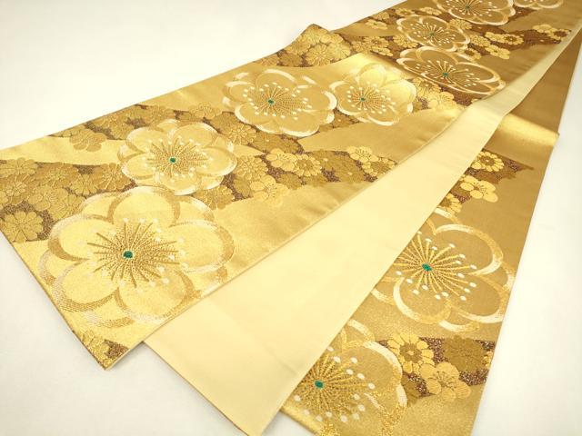 平和屋着物▼六通柄袋帯　舞花文　金糸　正絹　逸品　DABJ1948az