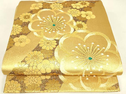 平和屋着物▼六通柄袋帯　舞花文　金糸　正絹　逸品　DABJ1948az