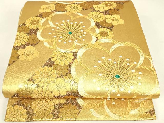 平和屋着物▼六通柄袋帯　舞花文　金糸　正絹　逸品　DABJ1948az