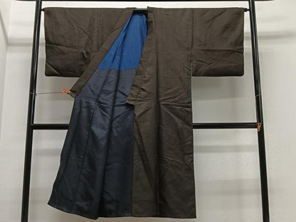 平和屋着物■男性　お召　干割れ文　正絹　逸品　CABL4368ua