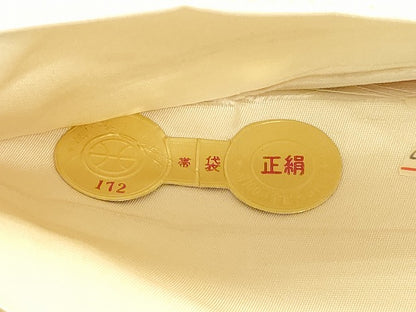 平和屋本店▼西陣　織悦謹製　六通柄袋帯　唐織　九百錦　結び紐花文　本金箔　証紙付き　正絹　逸品　DABJ6262sf