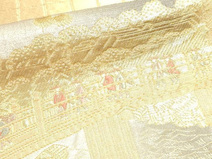平和屋本店▼六通柄袋帯　東海道五十三次之図　弐拾四金箔　正絹　逸品　DABJ6283sf