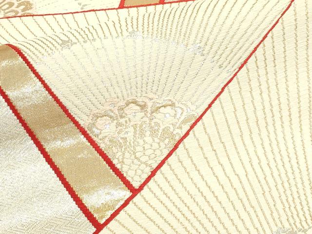 平和屋本店▼六通柄袋帯　扇面花文　本金三重箔　正絹　逸品　DABJ6282sf