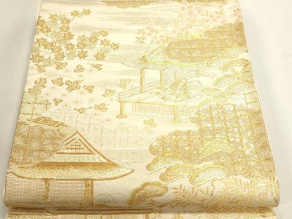 平和屋本店▼六通柄袋帯　源氏物語　九百24金二重箔　正絹　逸品　DABJ6292sf
