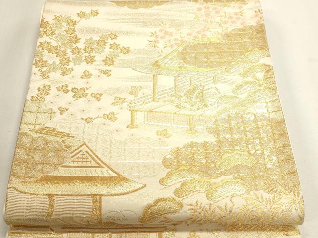 平和屋本店▼六通柄袋帯　源氏物語　九百24金二重箔　正絹　逸品　DABJ6292sf