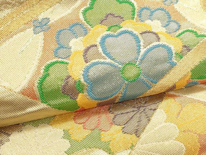 平和屋本店▼六通柄袋帯　華香る橋　ｋ24金箔織　正絹　逸品　DABJ6281sf