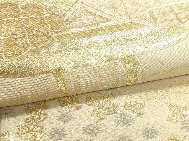 平和屋本店▼六通柄袋帯　源氏車物語　九百24金二重箔　正絹　逸品　DABJ6288sf