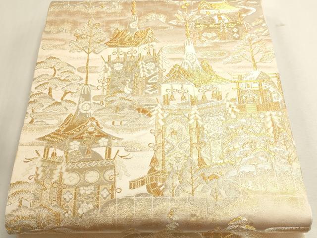 平和屋本店▼全通全景柄袋帯　人物風景文　本金箔　正絹　逸品　DABJ6289sf