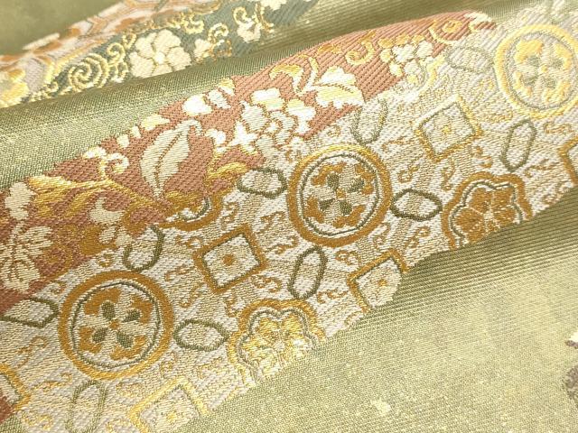 平和屋本店▼六通柄袋帯　唐織　古代裂文　本金箔　唐彩箔　正絹　逸品　DABJ6277sf