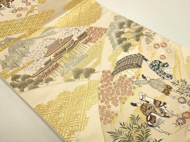 平和屋本店▼六通柄袋帯　平安蒔絵　本金箔　正絹　逸品　DABJ6268sf