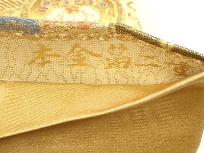 平和屋本店▼六通柄袋帯　唐織　新擁錦　花蝶文　本金箔二重　正絹　逸品　DABJ6290sf