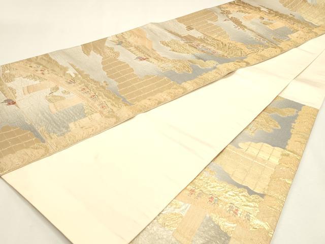 平和屋本店▼六通柄袋帯　東海道五十三次之図　弐拾四金箔　正絹　逸品　DABJ6283sf