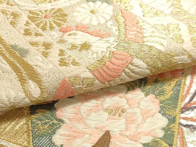 平和屋本店▼六通柄袋帯　唐織　源氏絵巻文　純金三重箔　正絹　逸品　DABJ6293sf