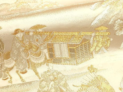 平和屋本店▼全通全景柄袋帯　人物風景文　本金箔　正絹　逸品　DABJ6289sf