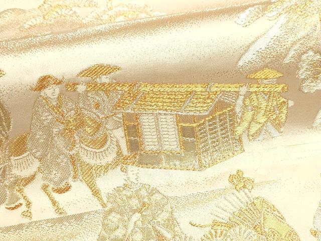 平和屋本店▼全通全景柄袋帯　人物風景文　本金箔　正絹　逸品　DABJ6289sf