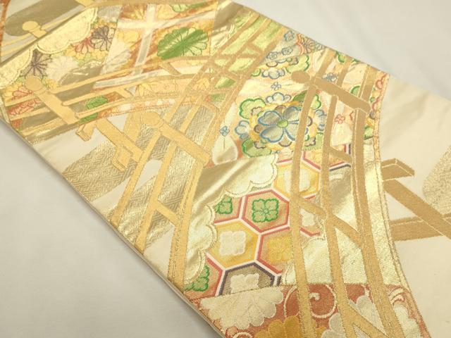 平和屋本店▼六通柄袋帯　華香る橋　ｋ24金箔織　正絹　逸品　DABJ6281sf