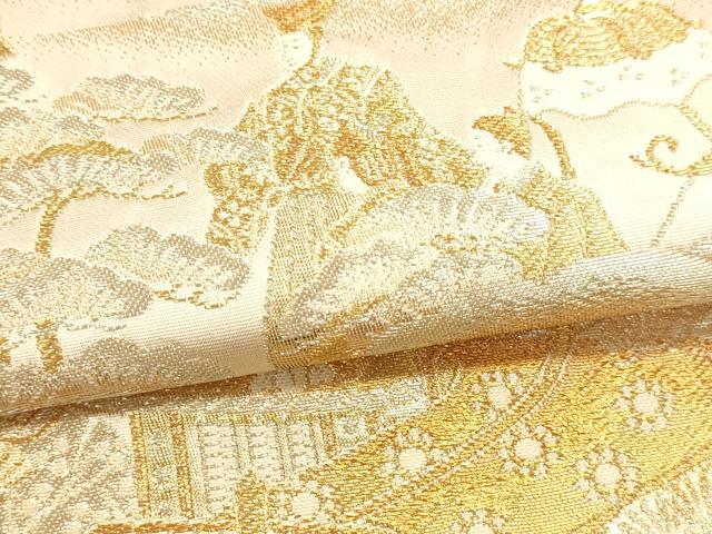 平和屋本店▼全通全景柄袋帯　人物風景文　本金箔　正絹　逸品　DABJ6289sf