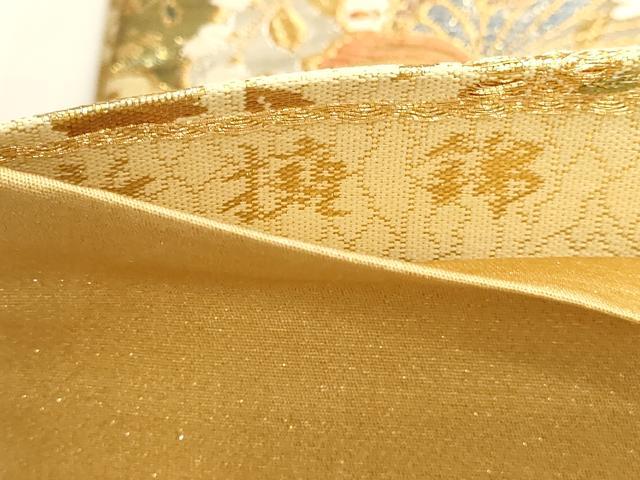 平和屋本店▼六通柄袋帯　唐織　新擁錦　花蝶文　本金箔二重　正絹　逸品　DABJ6290sf